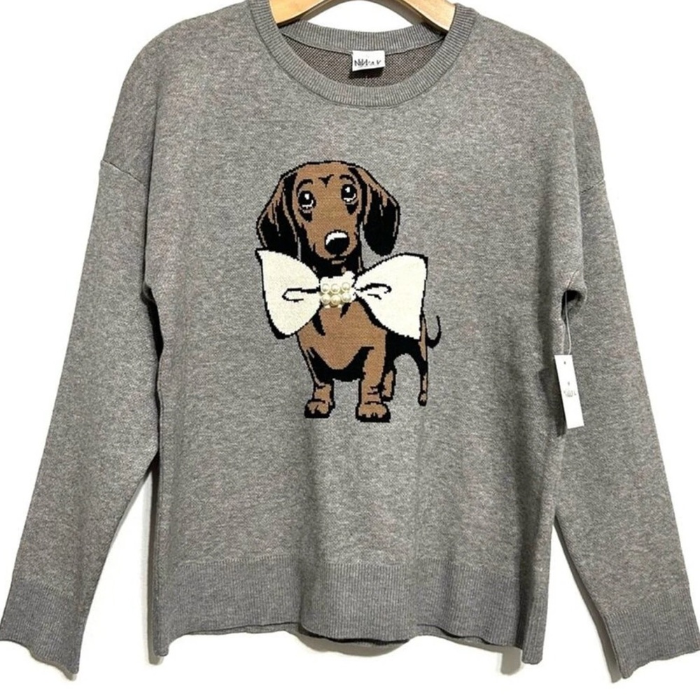 NEW NIKKA K Dachshund Sweater GREY LIGHTWEIGHT AND SOFT (LARGE ONLY)